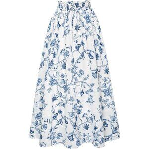 Renaissance Maxi Skirts for Women White Blue